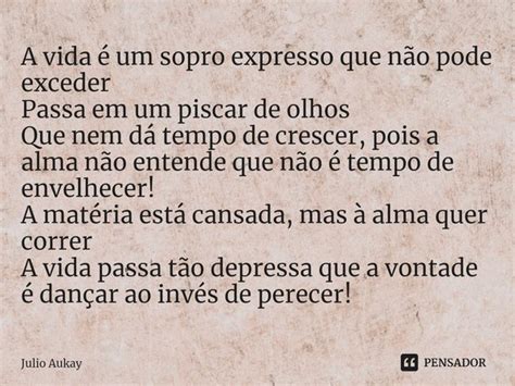 ⁠a Vida é Um Sopro Expresso Que Não Julio Aukay Pensador