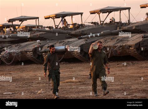 Israel Gaza Border 22nd Jan 2024 Israeli Troops Are Seen Near The