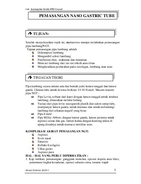 Pdf Pemasangan Naso Gastric Tube