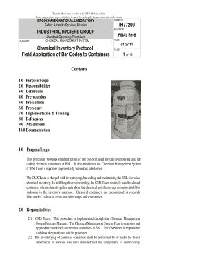 Fillable Online Bnl Chemical Inventory Protocol Form Fax Email Print