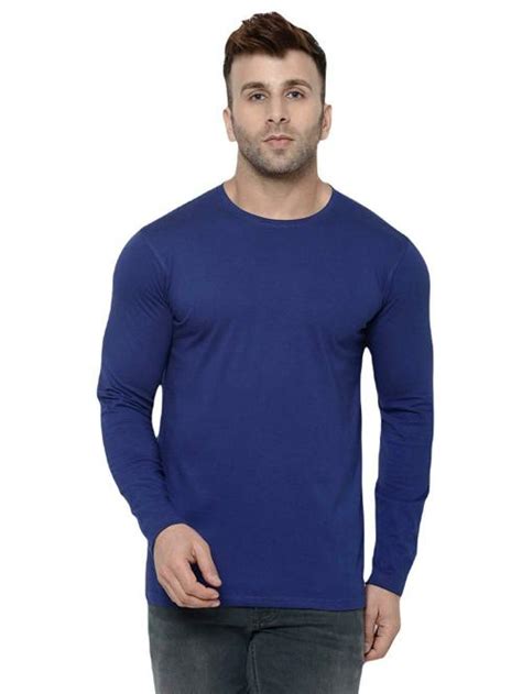 Buy Hapuka Men Royal Blue Solid Cotton Round Neck T Shirt Online At Best Prices In India Jiomart