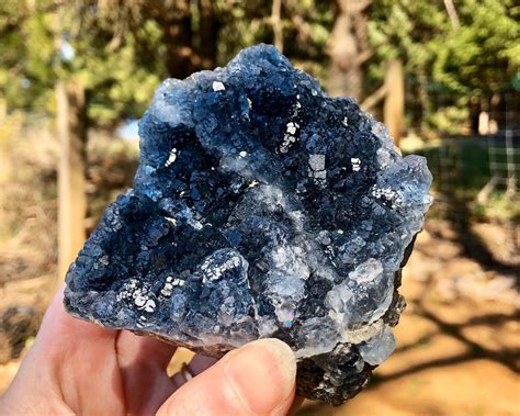 454g Vivid Blue Fluorite Crystal Cluster Mineral Display Specimen