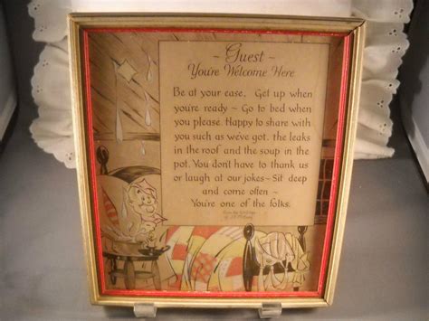 Vtg Buzza Motto Picture Poem Guest You Re Welcome Here By J P