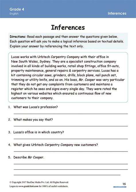 Inference Activities 4th Grade