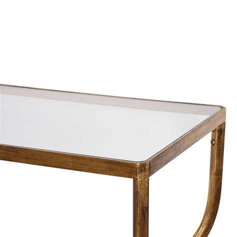 Uttermost Deline Glass Top Console Table With Antiqued Gold Frame