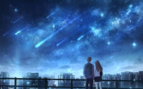 Art Starry Sky Starfall Lovers Hd Wallpaper Pxfuel