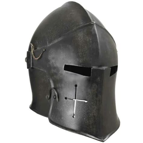 Casque M Di Val Barbuta Chevalier Templier Crois Armure Casque