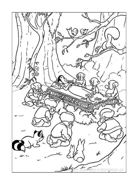 Coloriage Blanche Neige Dans Le Cercueil Dessin Gratuit Imprimer