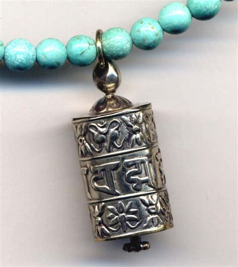 Tibetan Prayer Wheel Necklace, Buddhist Necklace, Genuine Magnesite ...