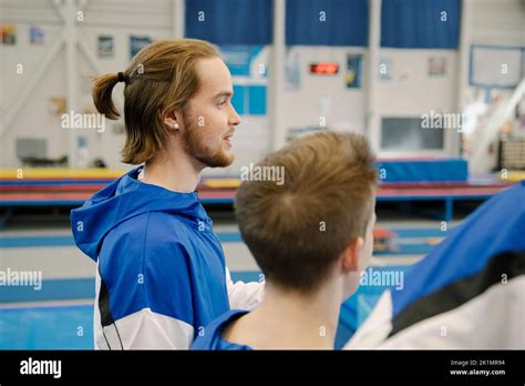 Male Gymnast With Beard In Gymnasium Stock Photo Alamy