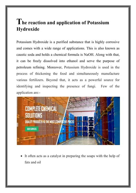 The reaction and application of Potassium Hydroxide
