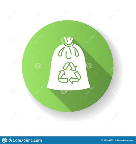 Compostable Trash Bag Green Flat Design Long Shadow Glyph Icon Stock