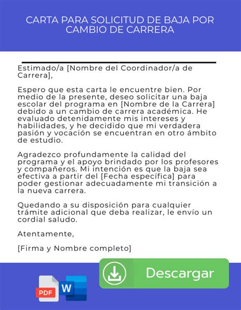 Carta De Baja Escolar Ejemplos Para Descargar