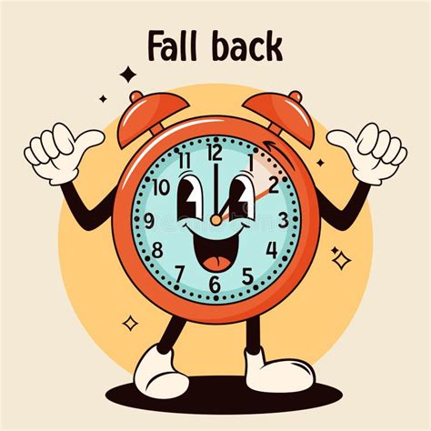 Daylight Saving Time, Fall Back Illustration. Groovy Watch, Clock. Vector Illustration. Stock ...