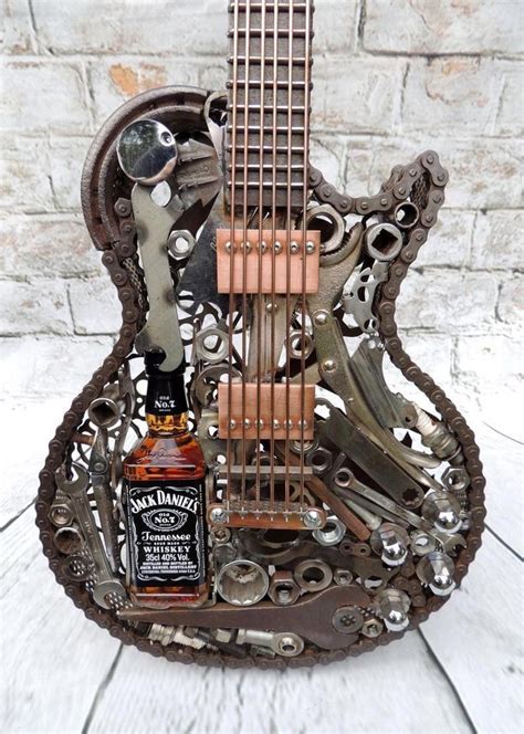 Metal Art Guitar Sculpture Full Size Les Paul Jack Daniels Rack Sold