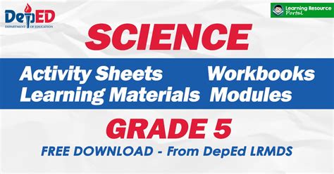 Grade 5 Science Learning Materials From Lrmds Free Download Deped