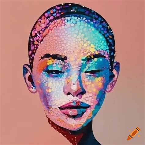 Dot Art Portrait With Smooth Color Gradients And Mirror Like Finish On Craiyon