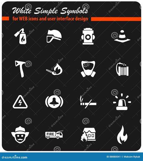 Fire Brigade Icon Set Stock Illustration Illustration Of Cone 88880041