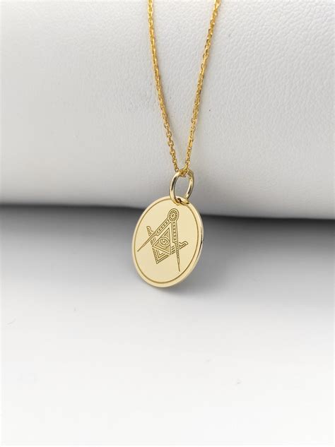 K Solid Gold Freemason Necklace Personalized Masonic Etsy