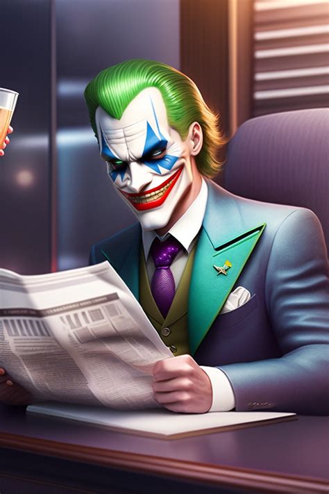 Lexica Joker Become A Office Worker Reading Newspaper And Drink Coffee