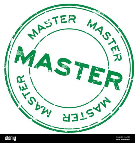 Grunge Green Master Word Round Rubber Seal Stamp On White Background