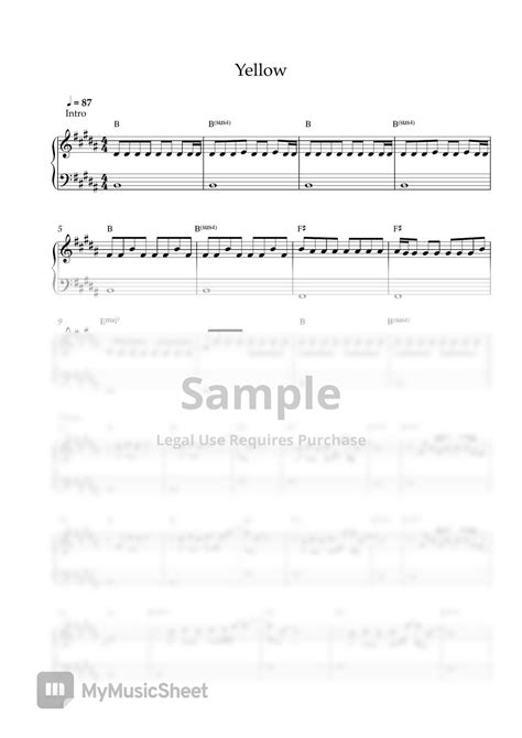 Coldplay Yellow Easy Piano Sheet Sheets By Pianella Piano