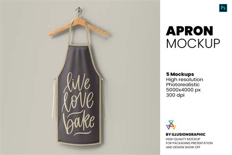 Apron Mockup 5 Views Graphic By Illusiongraphicdesign Creative Fabrica