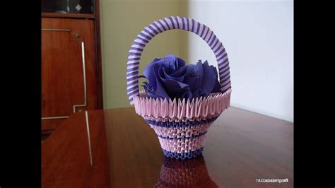 D Origami Basket With Flowers Tutorial Diy Paper Craft Basket