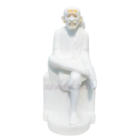 Shirdi Sai Baba Darshan Statue In White Marble