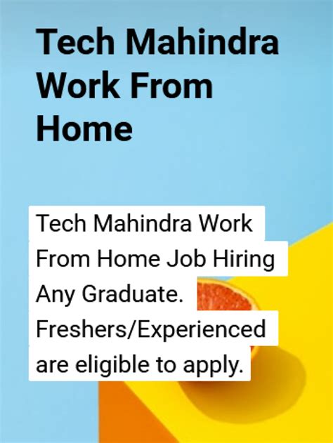 Tech Mahindra Work From Home Job Hiring Any Graduate KickCharm