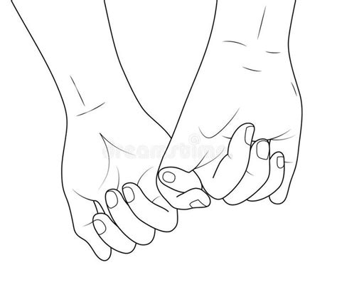 Holding Hands Outline Illustration Doodles Hand Drawn Female And Male