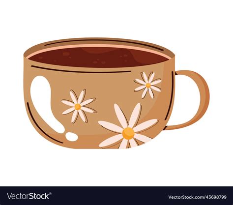 Coffee cup with flowers Royalty Free Vector Image