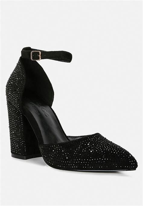 Buy Culver Rhinestone Embellished Block Heel Sandals In Black Sandals Rag And Co United States