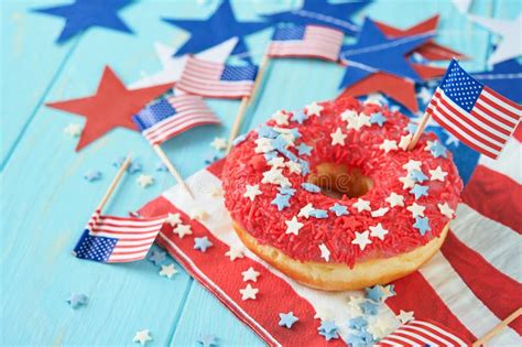 Patriotic Sweet Donuts Th July With American Flag Delicious American