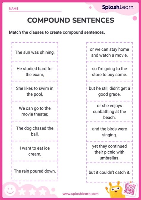 Learn All About Compound Sentences Worksheet Printable English Sheet