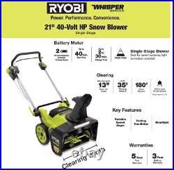 Ryobi V Hp Brushless Whisper Series Inch Cordless Snow Blower