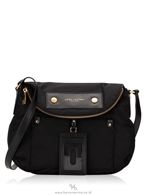 Marc Jacobs Preppy Nylon Sasha Crossbody Black Gold