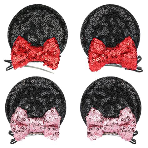 Pcs Mickey Mouse Ears Minnie Ears Clips Sequin Mouse Ears Hair