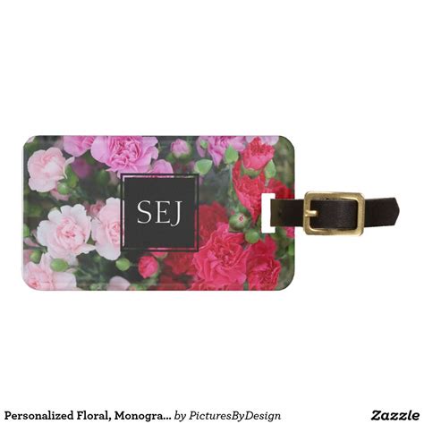 Personalized Floral, Monogram and Name/Address Luggage Tag Pretty ...