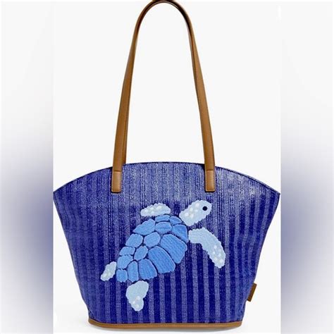 Vera Bradley Bags Nwt Vera Bradley Straw Tote Bag Ragatta Turtle Blue Poshmark