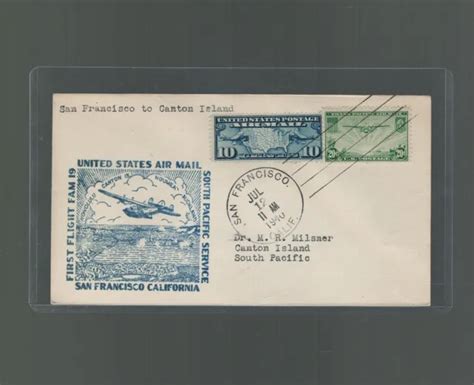 US FIRST FLIGHT Cover San Francisco To Canton Island 1940 Pan Am US