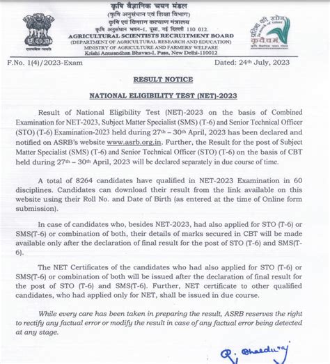 Asrb Net Result Out For Sms Sto T Posts Direct Result Link