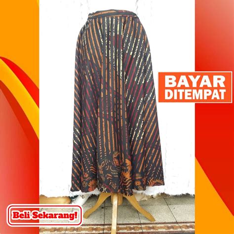 Jual Rok Batik Panjang Model Rok Klok Modern Motif Garis Salur Bawahan