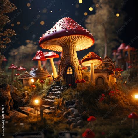 Miniature fairy house in amanita muscaria mushroom. Fairy tale mushroom ...