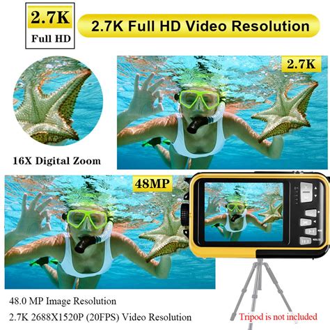 Yisence Waterproof Digital Camera Underwater Camera Full Hd K Mp