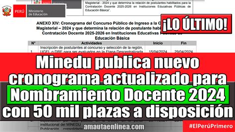 Minedu Sali El Nuevo Cronograma Actualizado Para Nombramiento Docente