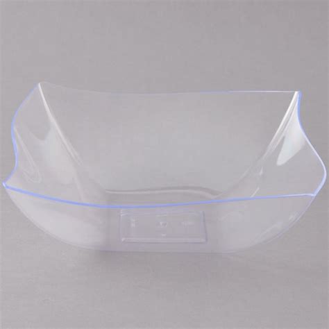 Fineline Settings 164 CL Wavetrends Clear Square Plastic Serving Bowl