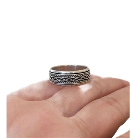 Jual Ring Cincin Putar Model Tali Kepang Silver Perak Bali Asli 925