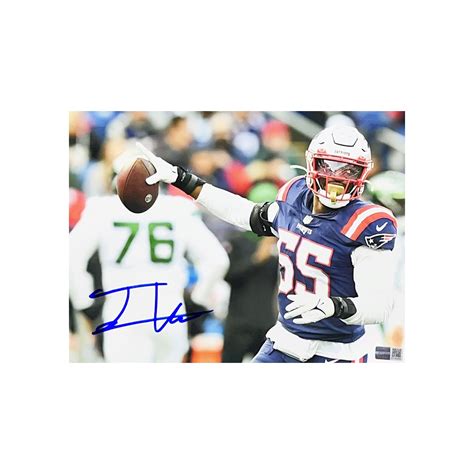 Josh Uche Autographed New England Patriots Running W Football 8x10 St