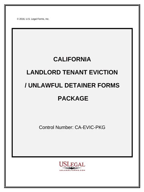 California Landlord Tenant Eviction Unlawful Detainer Forms Package